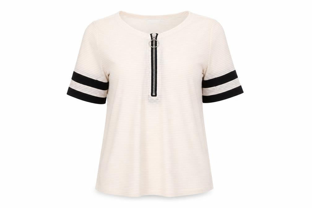 Front view of MissLook women’s pink cotton blend basic blouse, size S, v-neck