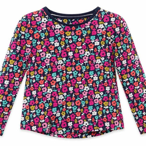 George Girls Blue Floral Cotton Basic Casual Size 3-4 Years Round Neck  - Pink Green Orange Blue White Flowers