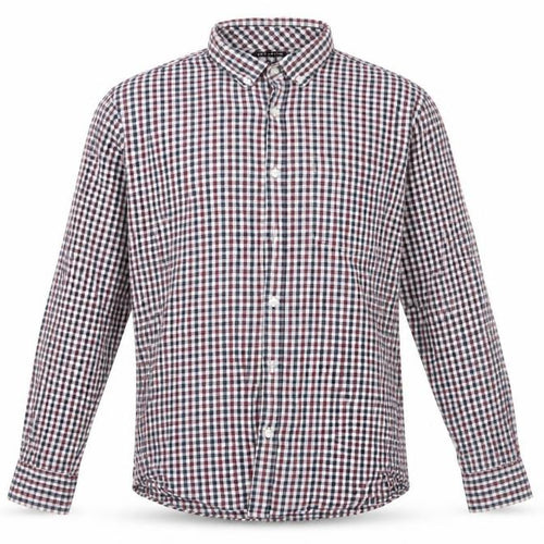 Florence and Fred Mens Blue Check Cotton  Button-Up Size M Collared  - Buttoned Collar Blue Brown White Checks