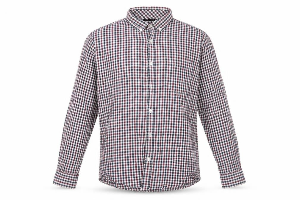 Florence and Fred Mens Blue Check Cotton  Button-Up Size M Collared  - Buttoned Collar Blue Brown White Checks