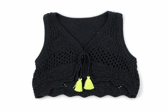 Front view of Next girls’ black cotton shrug jumper, size 9-12, months