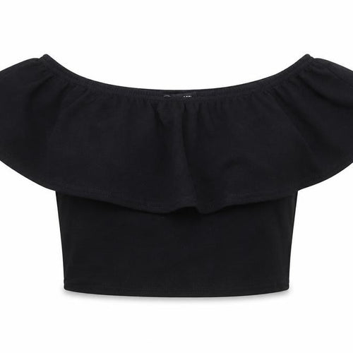 Glamour Babe Womens Black  Polyester Cropped T-Shirt Size S Round Neck