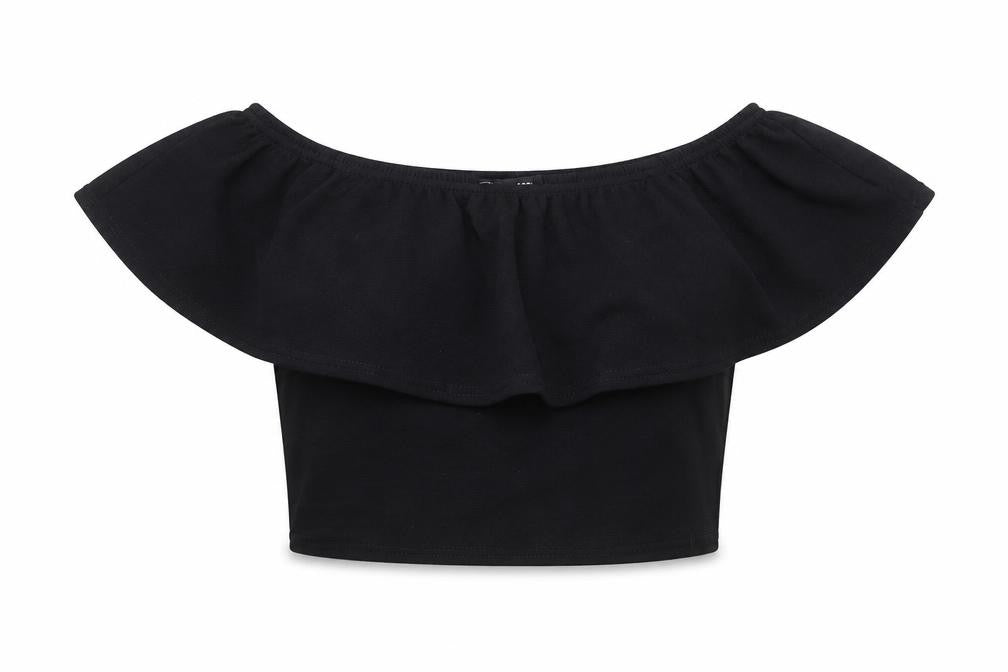 Glamour Babe Womens Black  Polyester Cropped T-Shirt Size S Round Neck