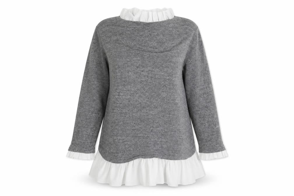 Front view of SHEIN women’s grey round neck cotton jumper, size M