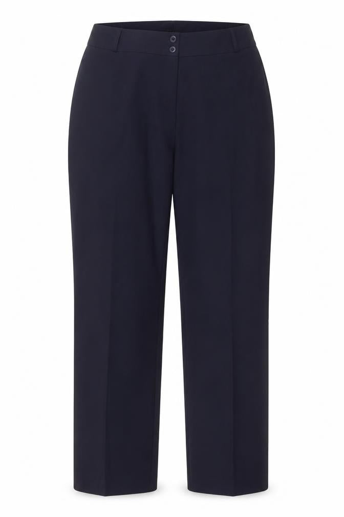 Front view of Capsule women’s blue polyester trousers, size UK 18, 29-inch leg regular