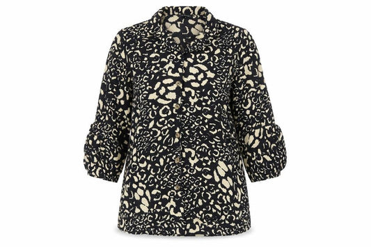 Front view of Zara women’s multicoloured animal print viscose basic button-up, size XS, collared