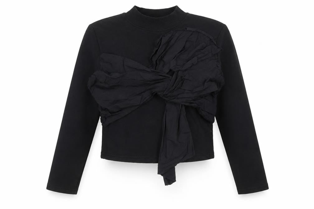 Front view of Zara women’s black cotton pullover sweatshirt, size S
