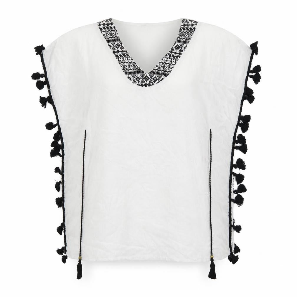 Front view of Papaya women’s white viscose basic t-shirt, size S, round neck