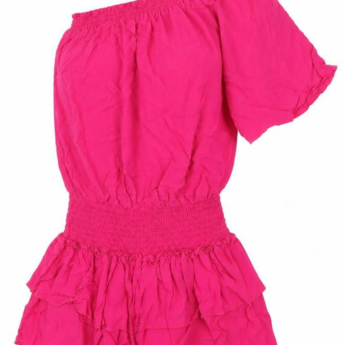 Buffalo Womens Pink  Viscose Fit & Flare  Size 10  One Shoulder