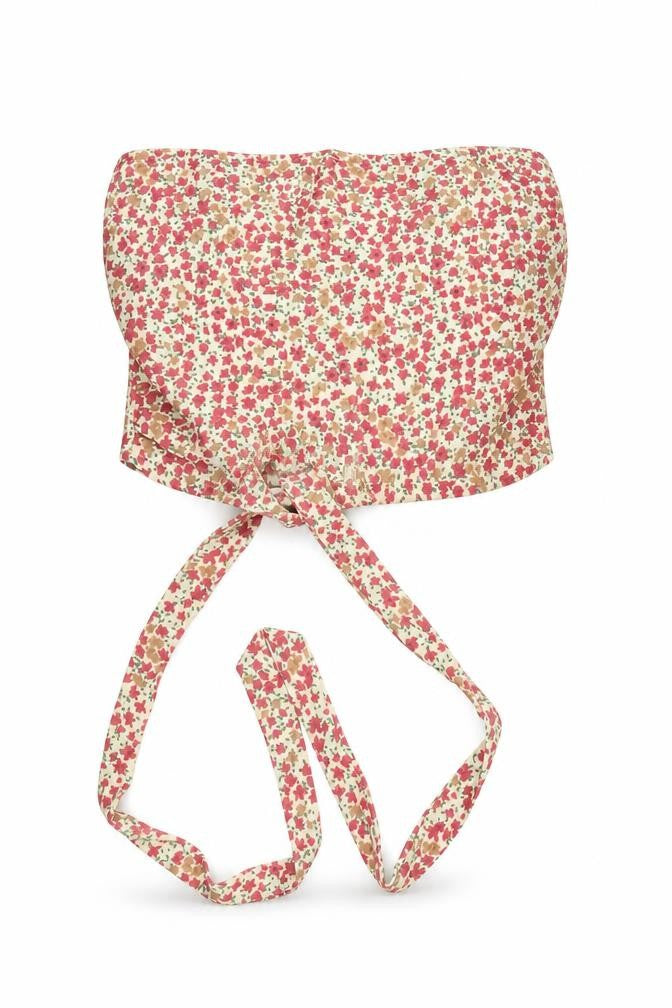 Front view of SHEIN women’s ivory floral polyester basic tank, size M, off the shoulder
