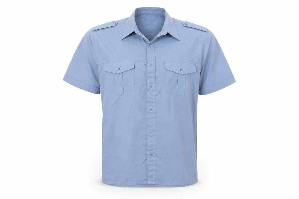 Easy Mens Blue  Polyester  Button-Up Size M Collared