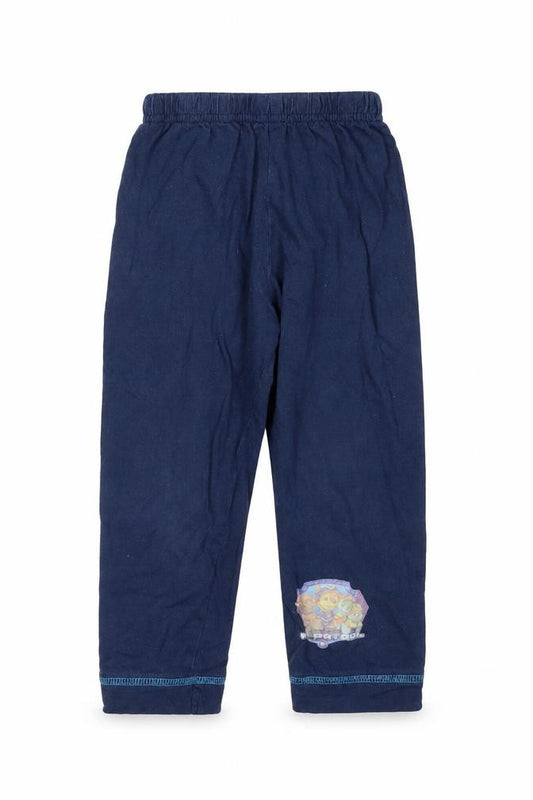 Front view of Paw Petrol boys’ blue 100% cotton sweatpants, size 2-3, years slim - waist 16in; inside leg 14in