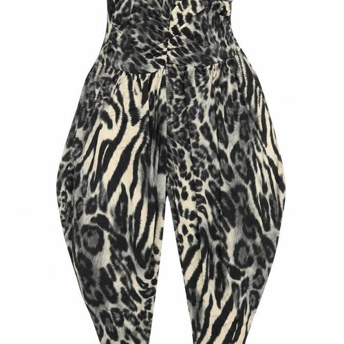 Preworn Womens Black Animal Print Viscose Carrot Trousers Size 26 in L23 in Regular