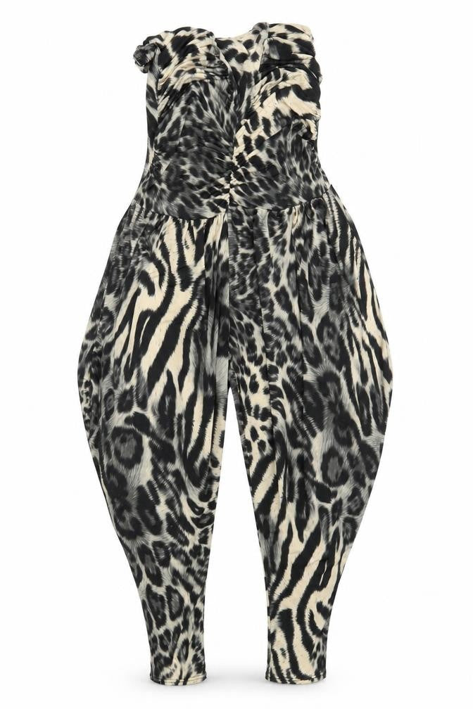 Preworn Womens Black Animal Print Viscose Carrot Trousers Size 26 in L23 in Regular