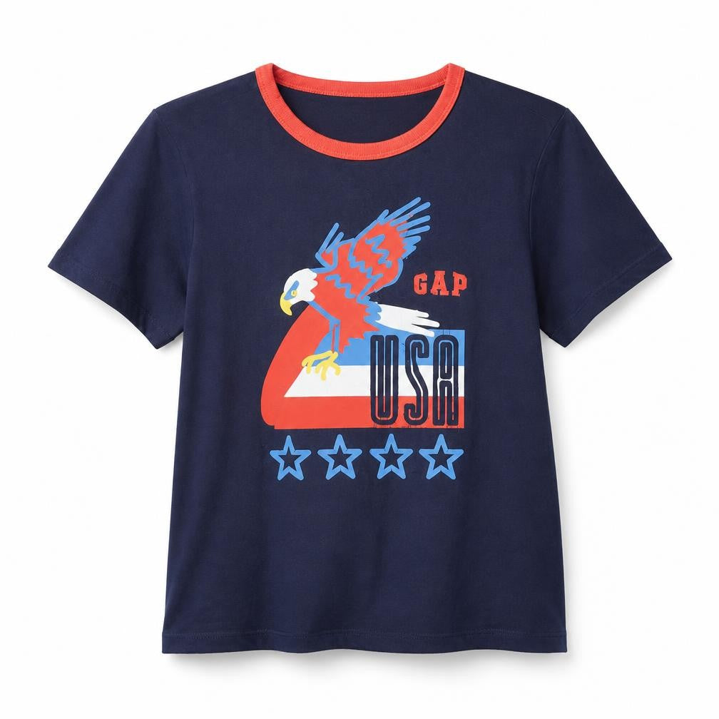 Gap Boys Blue  Cotton Basic T-Shirt Size 10-11 Years Round Neck  - USA