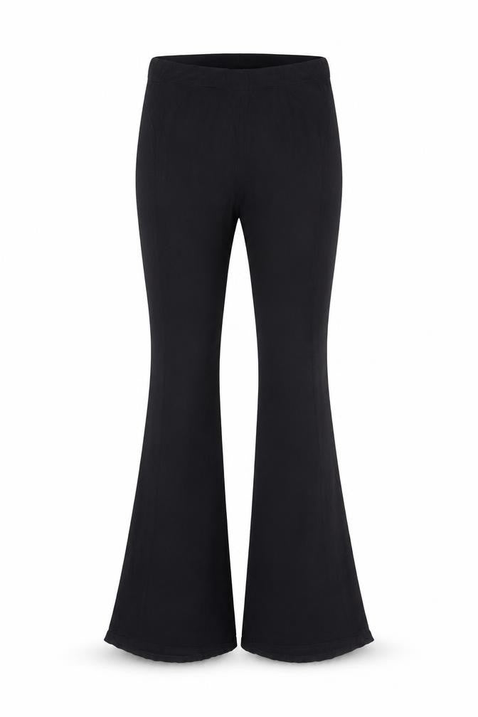 Front view of PRETTYLITTLETHING women’s black viscose trousers, size UK 8, 30-inch leg regular