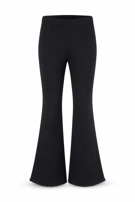 Front view of PRETTYLITTLETHING women’s black viscose trousers, size UK 8, 30-inch leg regular