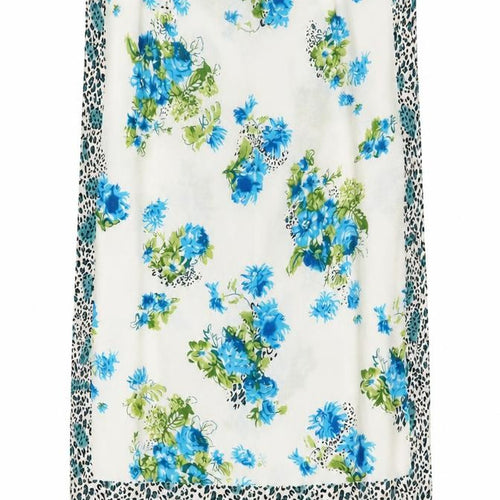 Fences Gulf International Womens Ivory Floral Polyester  Shawl/Wrap    - Blue Flowers