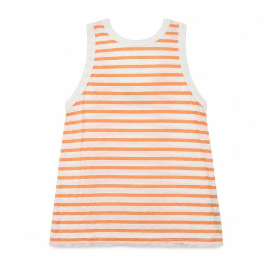 Front view of ASOS women’s orange striped viscose basic tank, size UK 6, scoop neck