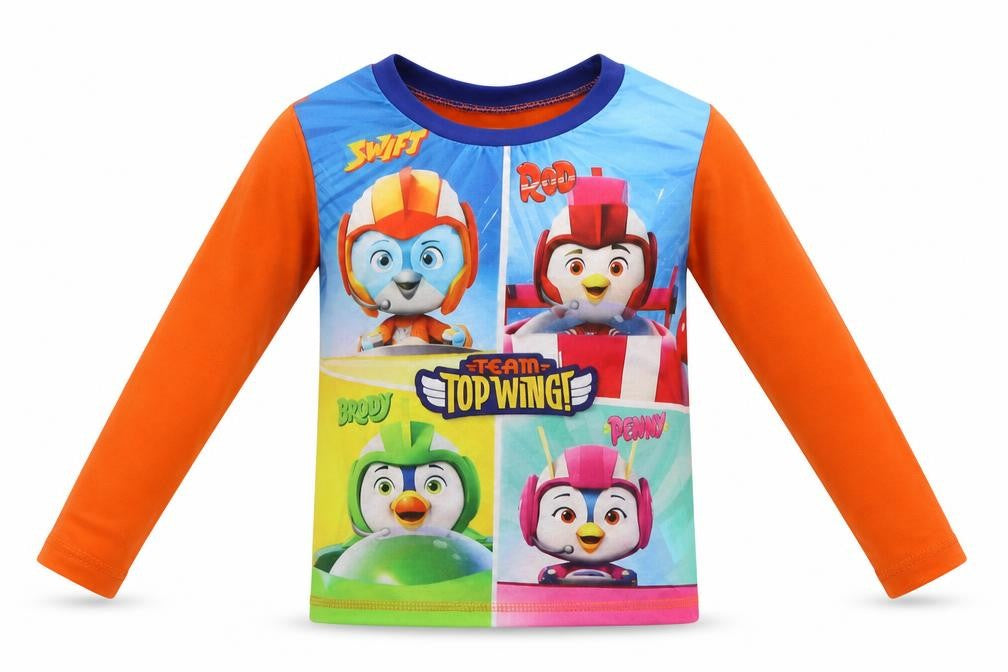 Front view of Nickelodeon boys’ orange cotton basic t-shirt, size 2-3, years crew neck - top wing