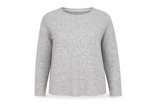 Front view of George women’s grey round neck viscose jumper, size UK 14