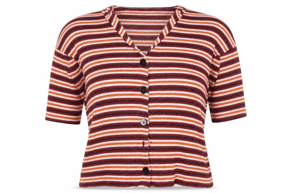 New Look  Womens Multicoloured V-Neck Striped Polyester Cardigan Jumper Size S