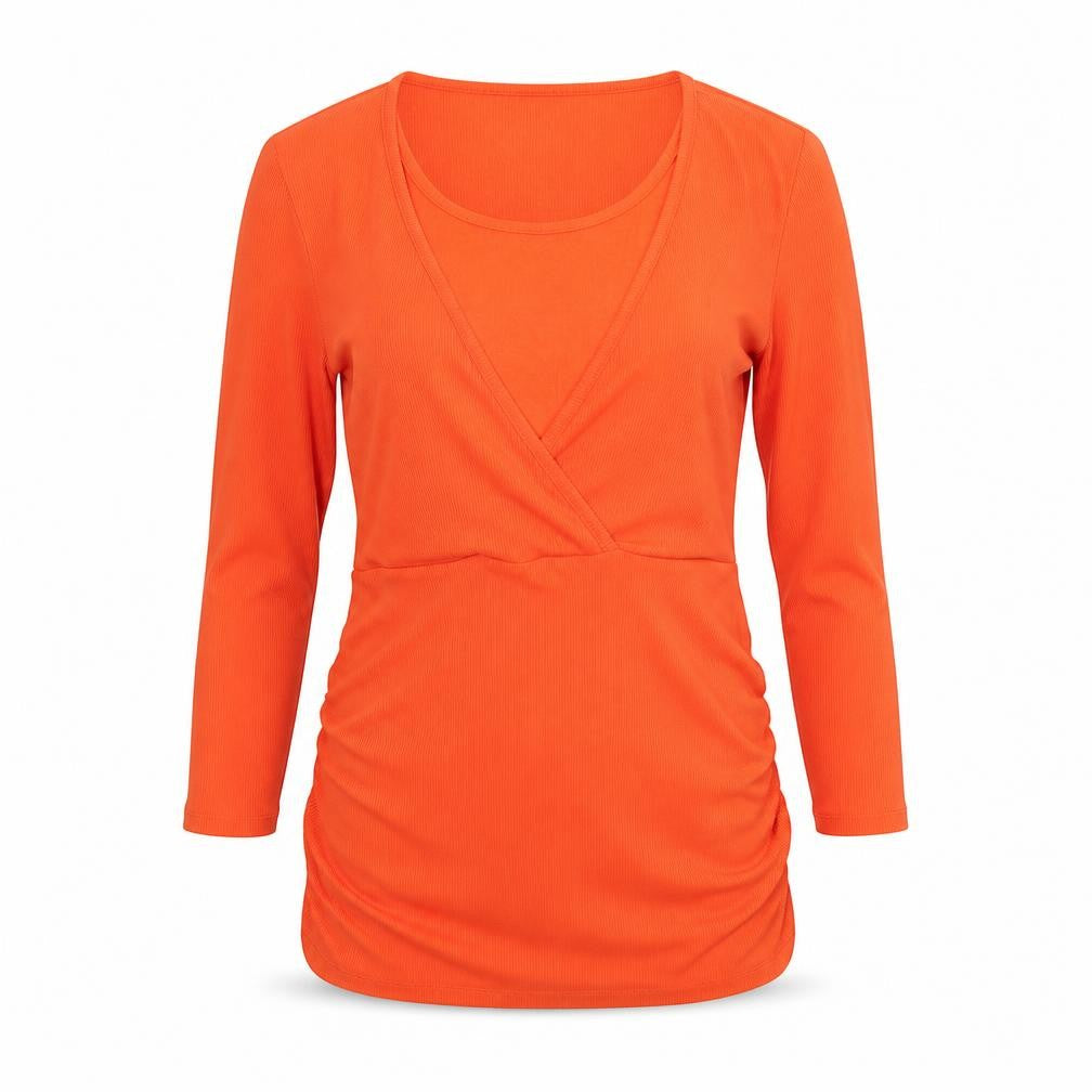 Front view of Blooming Marvellous women’s orange polyester basic blouse, size S, round neck