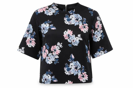 Front view of Dorothy Perkins women’s multicoloured floral polyester basic blouse, size UK 8, round neck