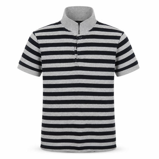 Front view of Rebel boys’ multicoloured striped cotton basic polo, size 11-12, years collared