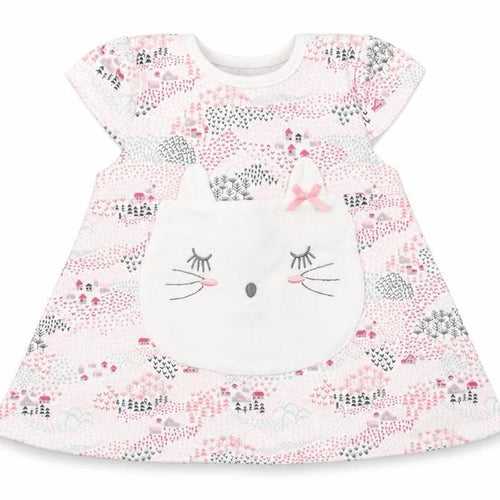 Juniors Girls White  Cotton A-Line  Size 0-3 Months  Round Neck