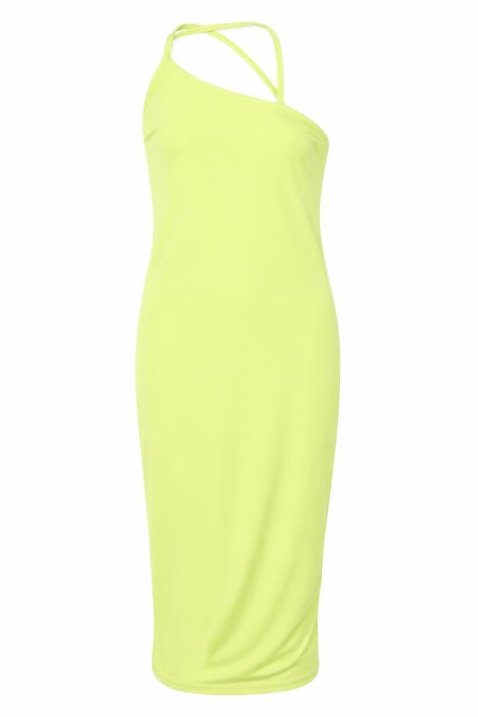 Boohoo Womens Green  Polyester Pencil Dress  Size 8  One Shoulder