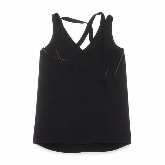 Front view of Select women’s black polyester basic blouse, size UK 12, v-neck