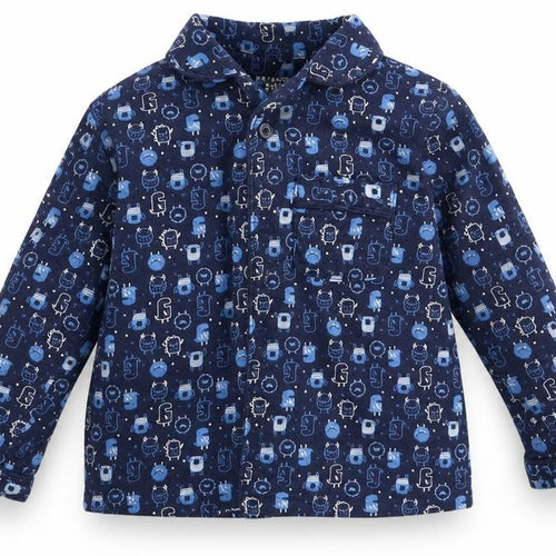Primark Boys Blue Animal Print Cotton  Pyjama Top Size 18-24 Months   - Monsters