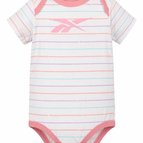 Reebok Baby White Striped Cotton Romper One-Piece Size 6-9 Months