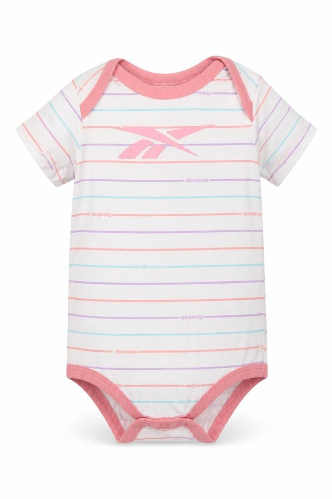 Reebok Baby White Striped Cotton Romper One-Piece Size 6-9 Months