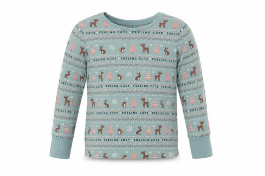 George Girls Green Fair Isle Cotton Top Pyjama Top Size 3-4 Years