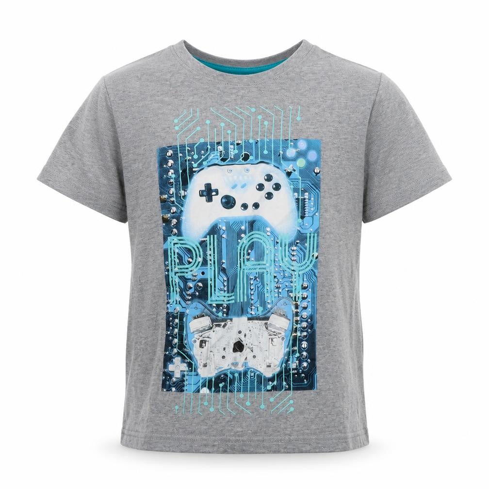 F&F Girls Grey  Cotton Basic Polo Size 8-9 Years Crew Neck  - Gaming