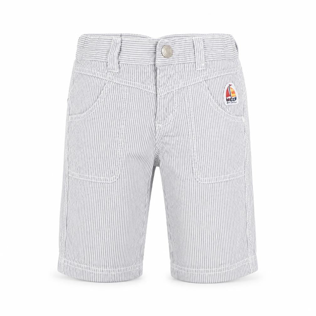 Front view of OVO boys’ grey striped cotton cargo trousers, size 12, months