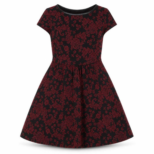 Front view of New Look women’s red floral polyester a-line, size UK 10, round neck