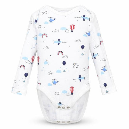 F&F Boys White  Cotton Babygrow One-Piece Size 3-6 Months   - PLANE, HELICOPTER, BALLON, RAINBOW