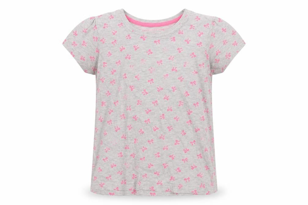 Young Dimension Girls Grey Floral Cotton Basic T-Shirt Size 7-8 Years Round Neck
