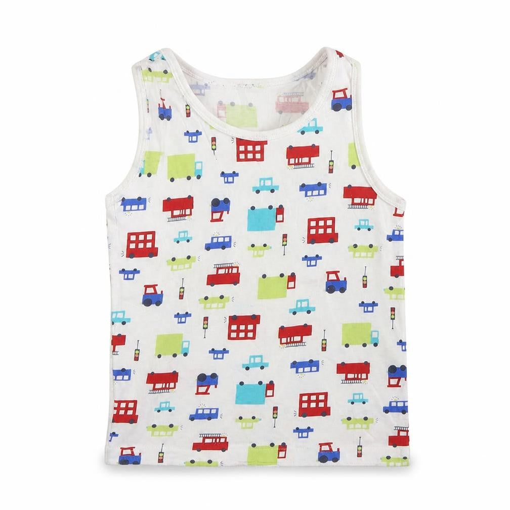 Front view of George boys’ white cotton basic tank, size 7-8, years round neck