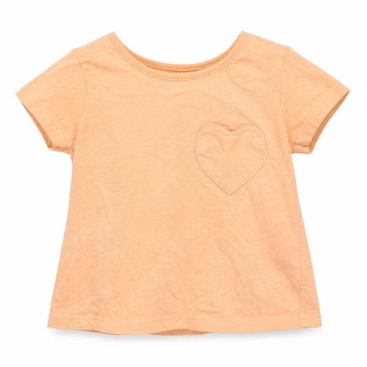 Front view of George Baby Orange Cotton Basic T-Shirt, size 6-9, Months Round Neck