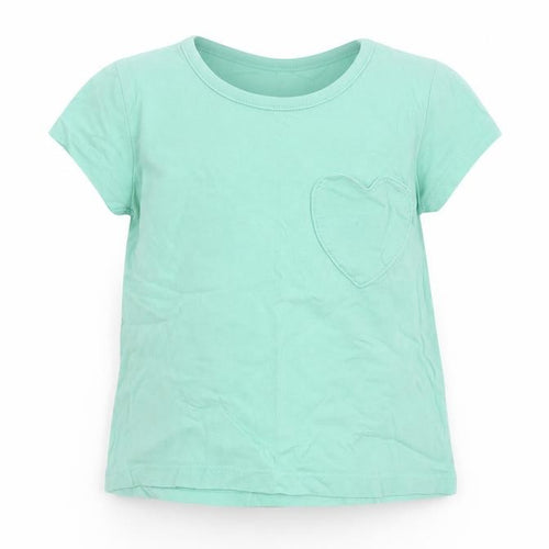 George Baby Green  Cotton Basic T-Shirt Size 6-9 Months Round Neck