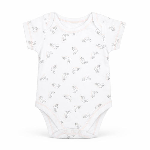 Lily & Dan Baby White  Cotton Romper One-Piece Size 6-9 Months   - Swans