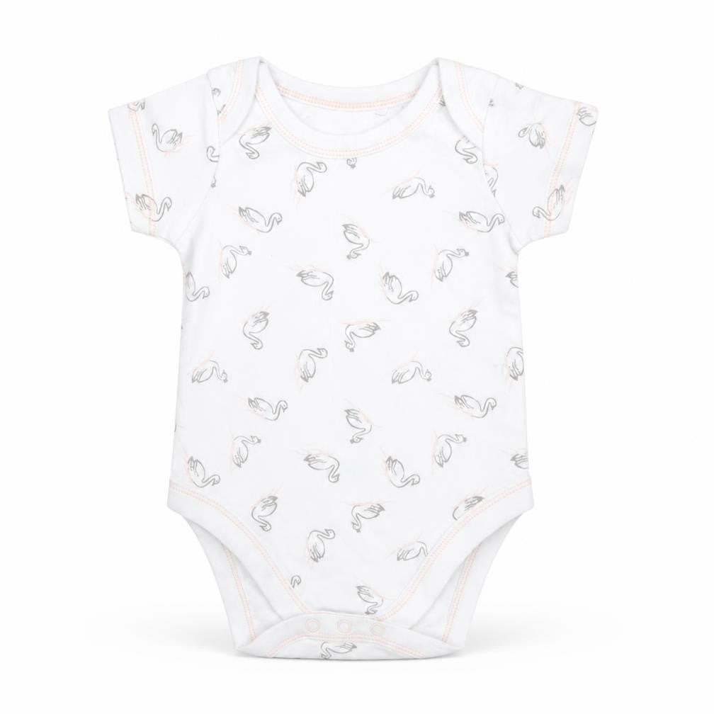 Lily & Dan Baby White  Cotton Romper One-Piece Size 6-9 Months   - Swans
