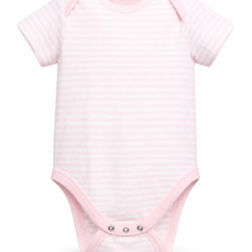 Pure Baby Baby Pink Striped Cotton Romper One-Piece Size 3-6 Months