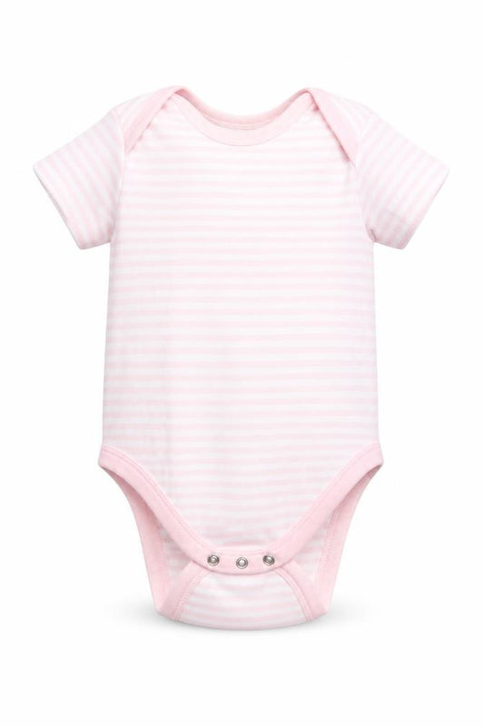 Pure Baby Baby Pink Striped Cotton Romper One-Piece Size 3-6 Months
