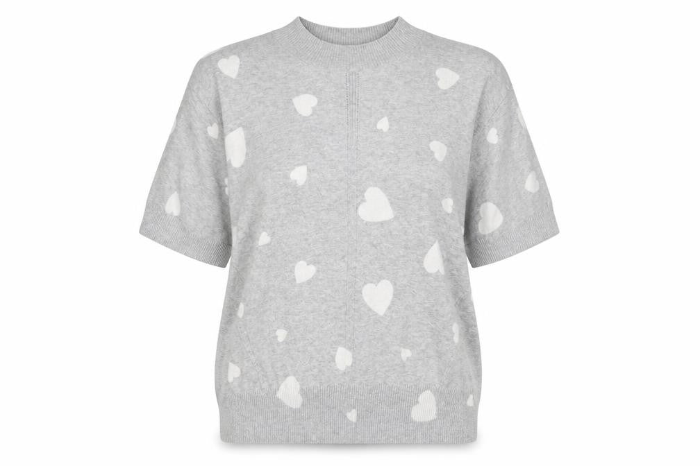 Front view of Marks & Spencer women’s grey cotton basic t-shirt, size S, high neck