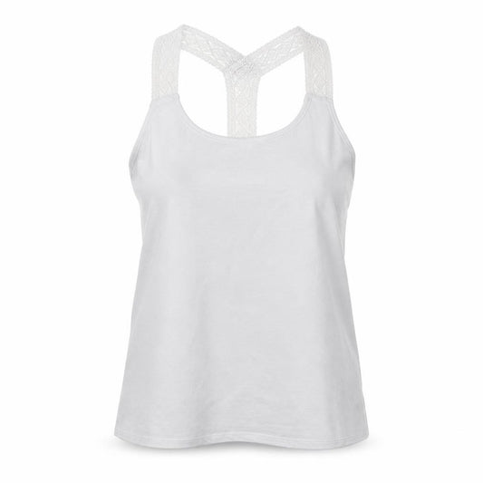 Front view of Next women’s white polyester basic tank, size UK 16, round neck